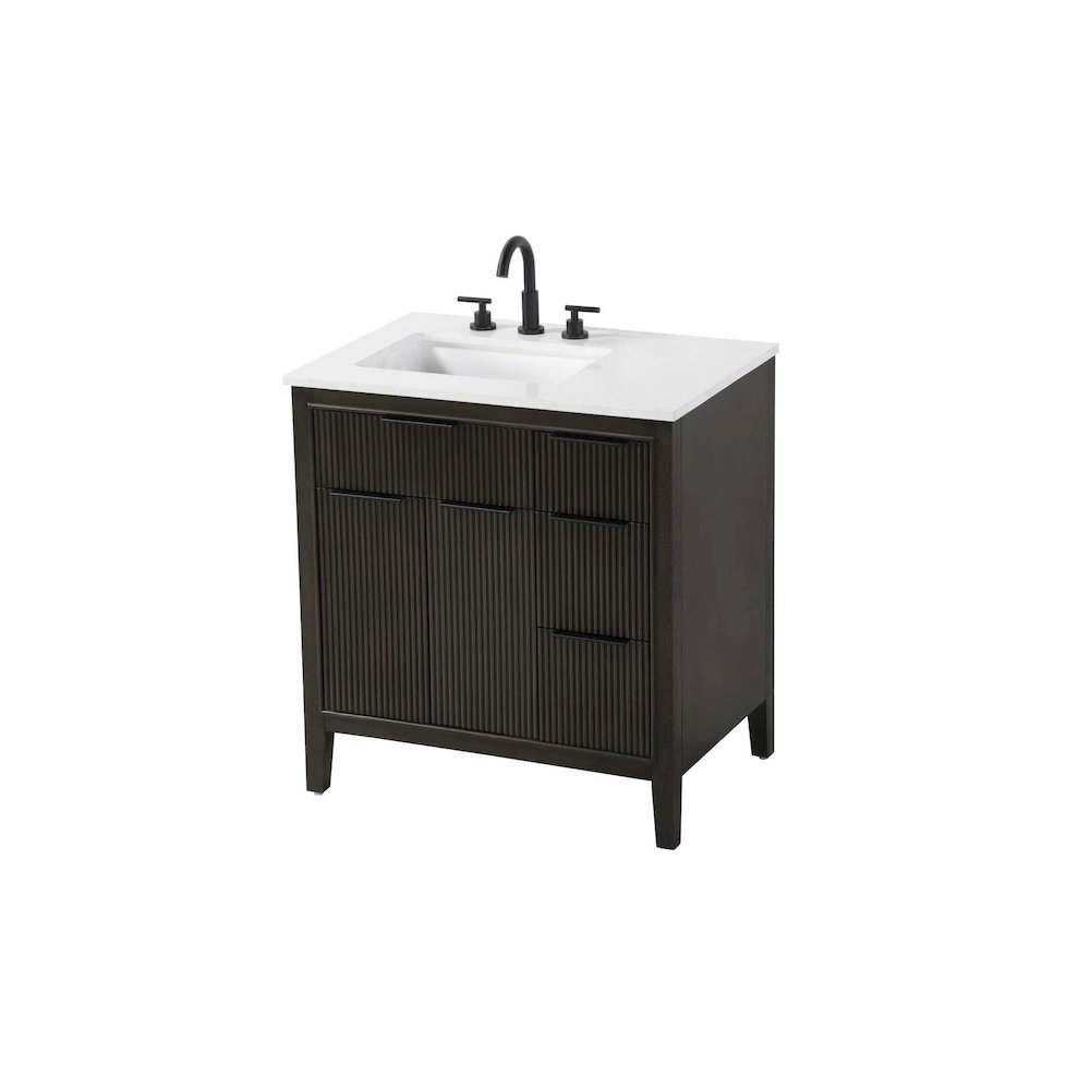 32 inch Single Bathroom Vanity in Chocolate Oak. Picture 2