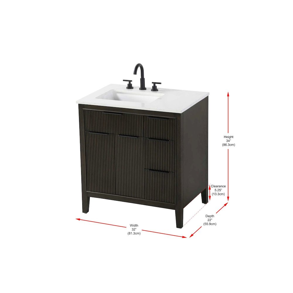 32 inch Single Bathroom Vanity in Chocolate Oak. Picture 10