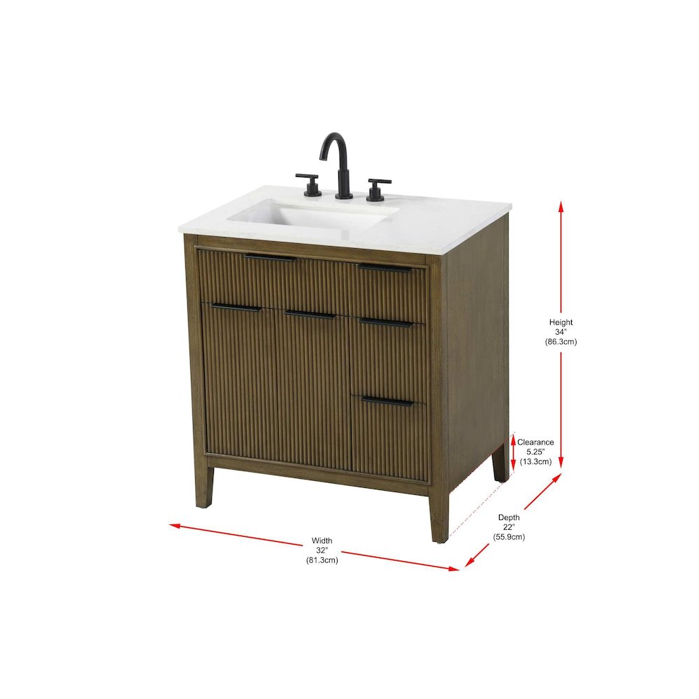 32 inch Single Bathroom Vanity in Hazel Oak. Picture 10