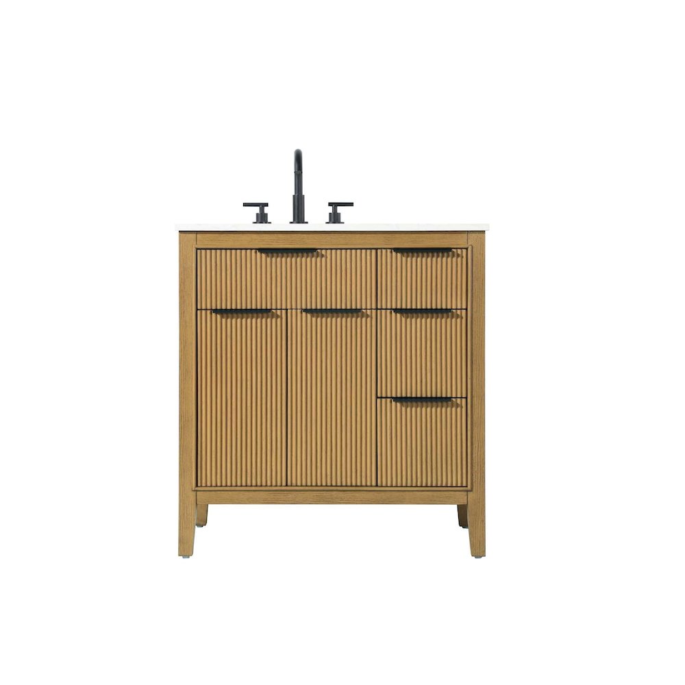 32 inch Single Bathroom Vanity in Honey Teak. Picture 1
