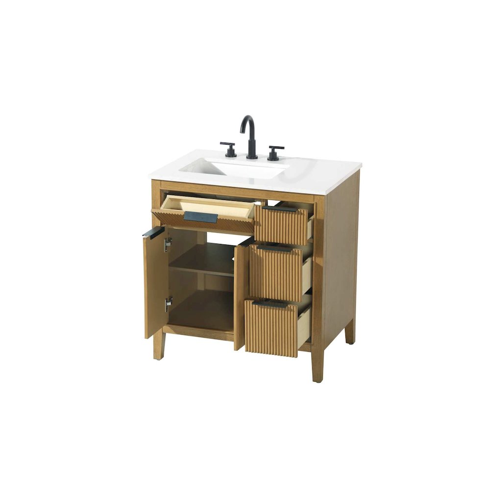 32 inch Single Bathroom Vanity in Honey Teak. Picture 4