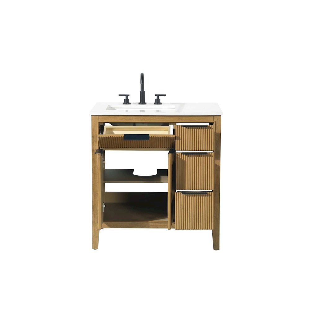 32 inch Single Bathroom Vanity in Honey Teak. Picture 5