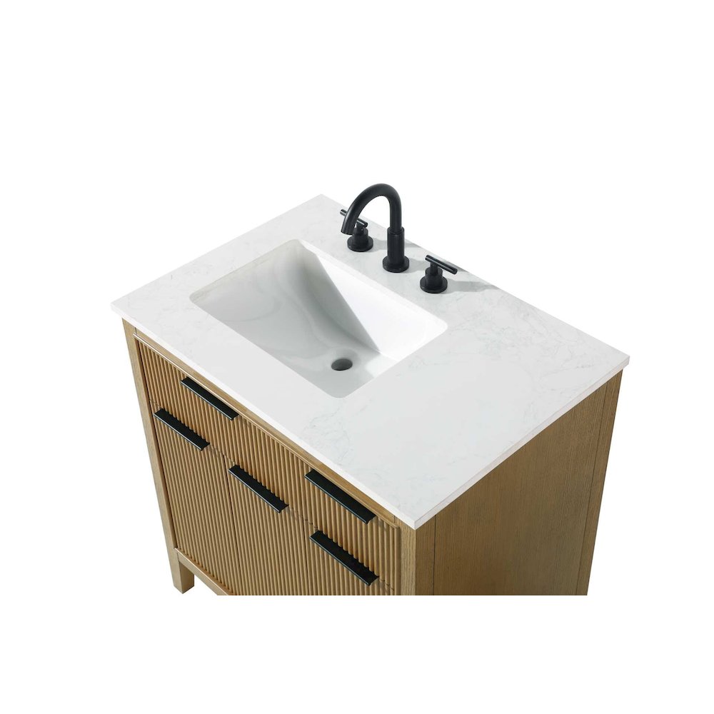 32 inch Single Bathroom Vanity in Honey Teak. Picture 6