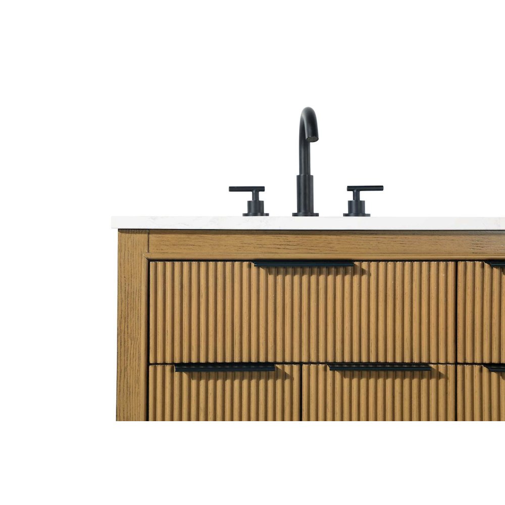 32 inch Single Bathroom Vanity in Honey Teak. Picture 8