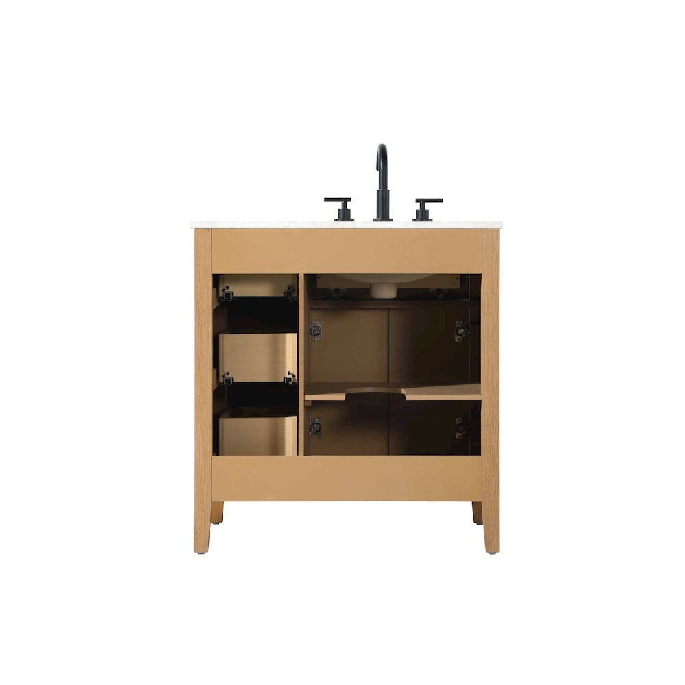 32 inch Single Bathroom Vanity in Honey Teak. Picture 10