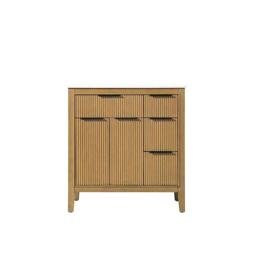 32 inch Single Bathroom Vanity in Honey Teak. Picture 11