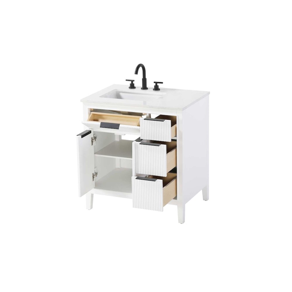 32 inch Single Bathroom Vanity in White. Picture 3