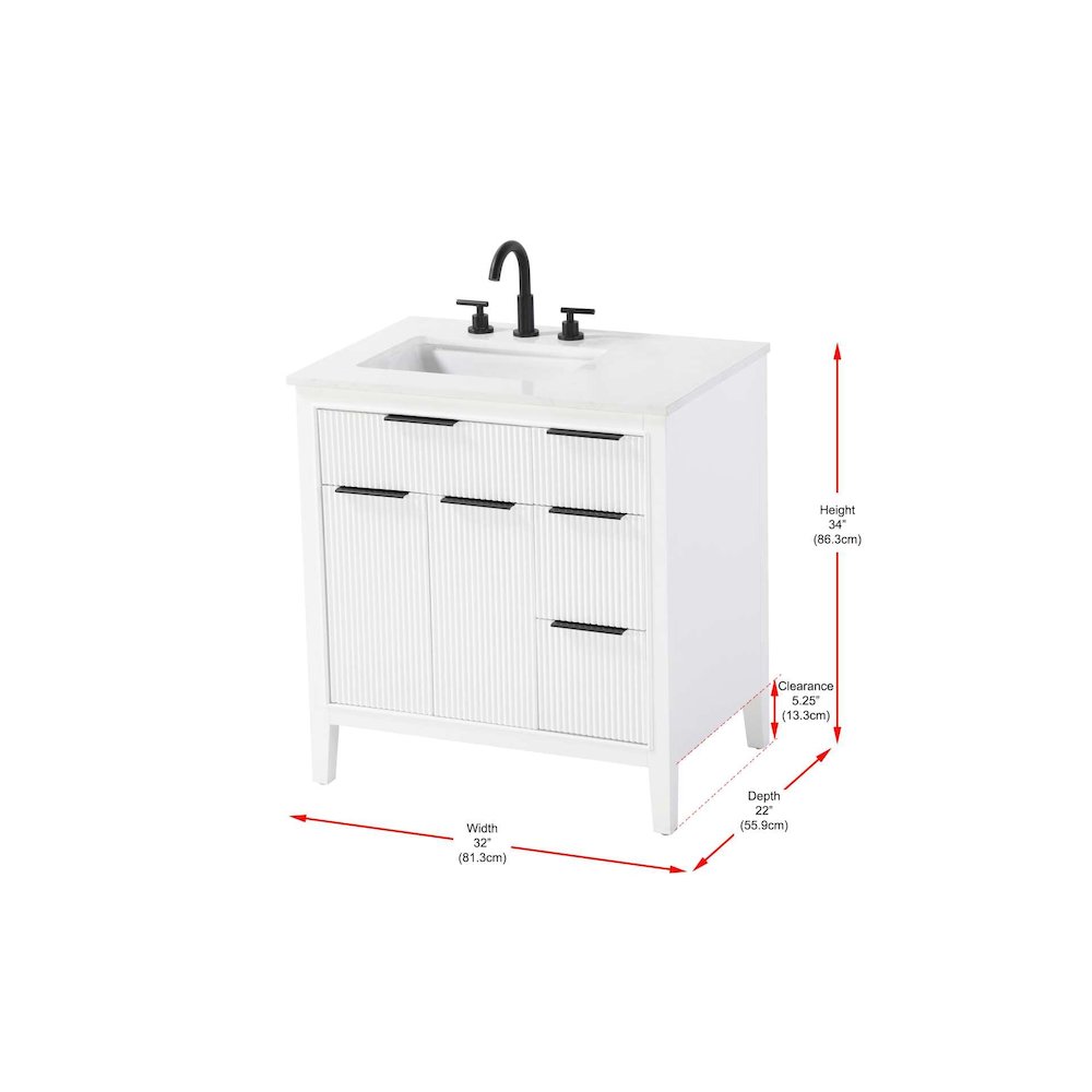 32 inch Single Bathroom Vanity in White. Picture 10