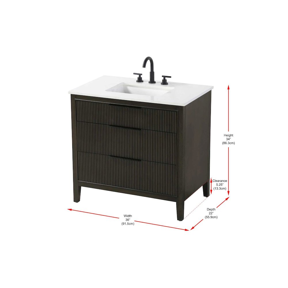 36 inch Single Bathroom Vanity in Chocolate Oak. Picture 10