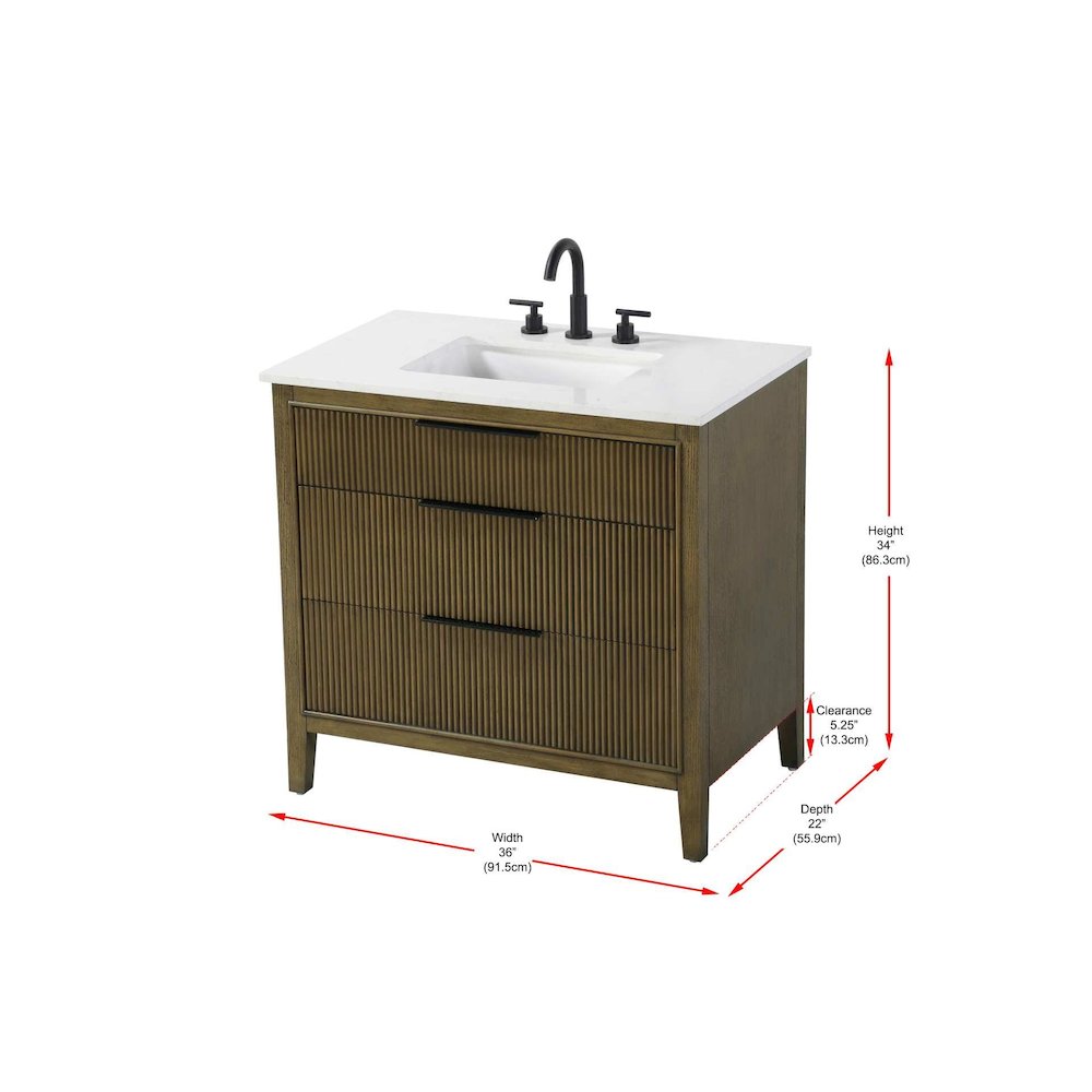 36 inch Single Bathroom Vanity in Hazel Oak. Picture 10