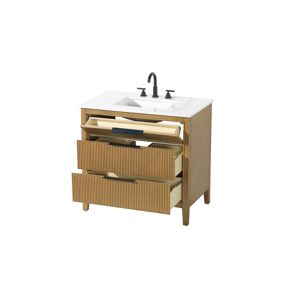36 inch Single Bathroom Vanity in Honey Teak. Picture 4