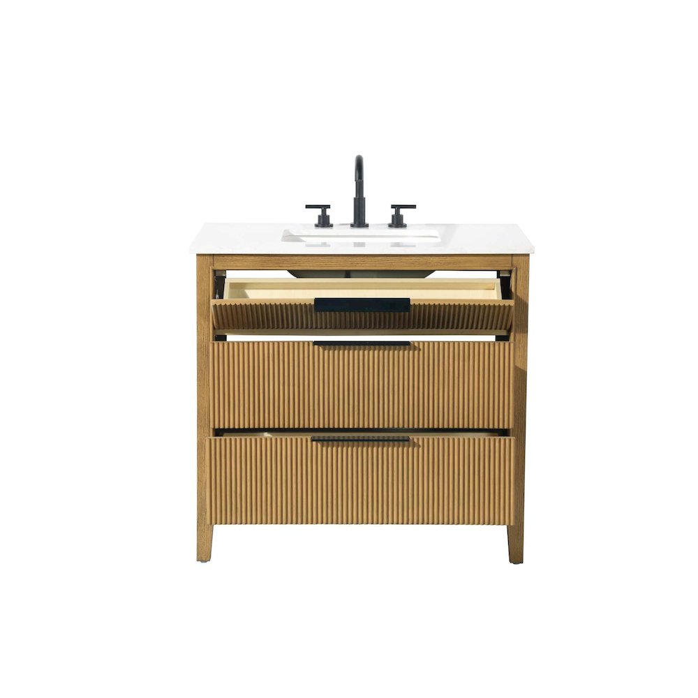 36 inch Single Bathroom Vanity in Honey Teak. Picture 5