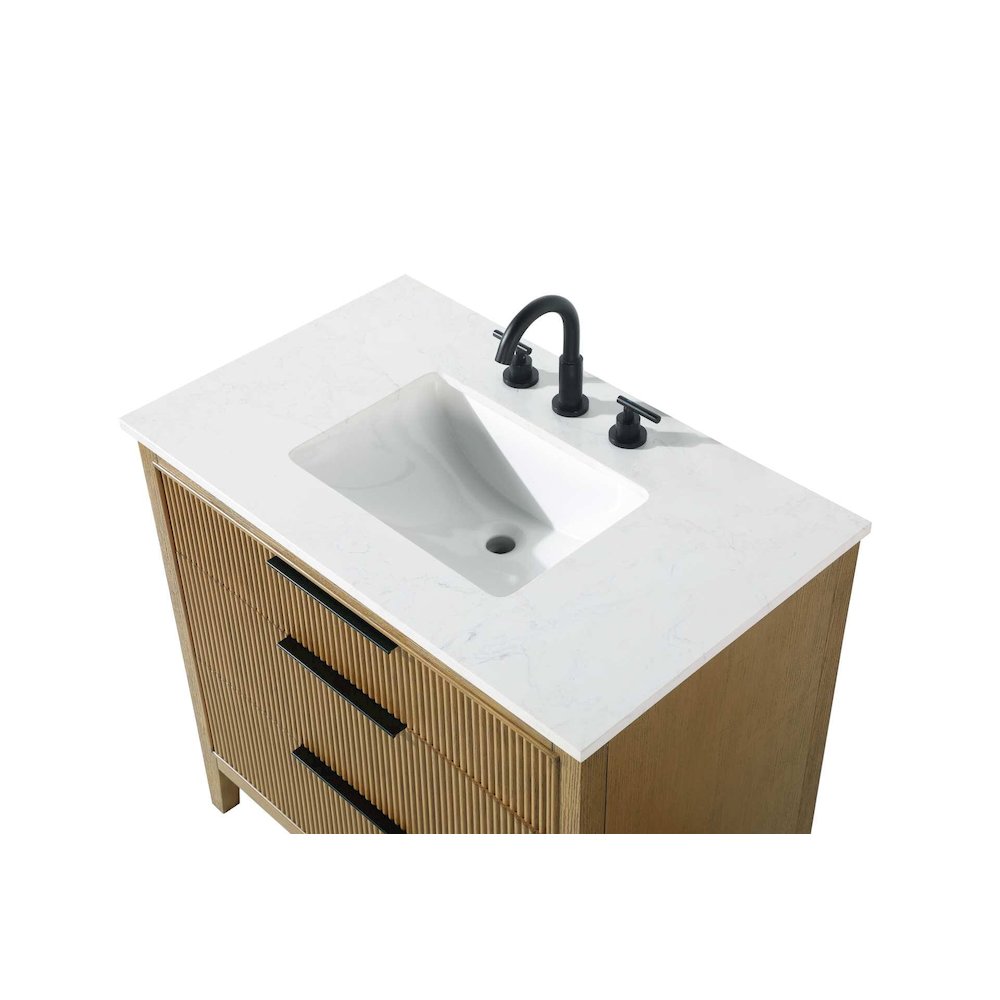 36 inch Single Bathroom Vanity in Honey Teak. Picture 6