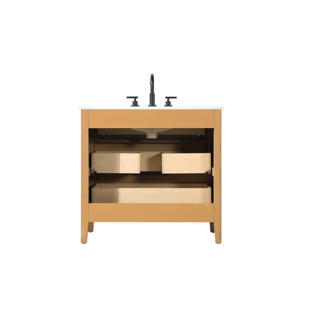 36 inch Single Bathroom Vanity in Honey Teak. Picture 10