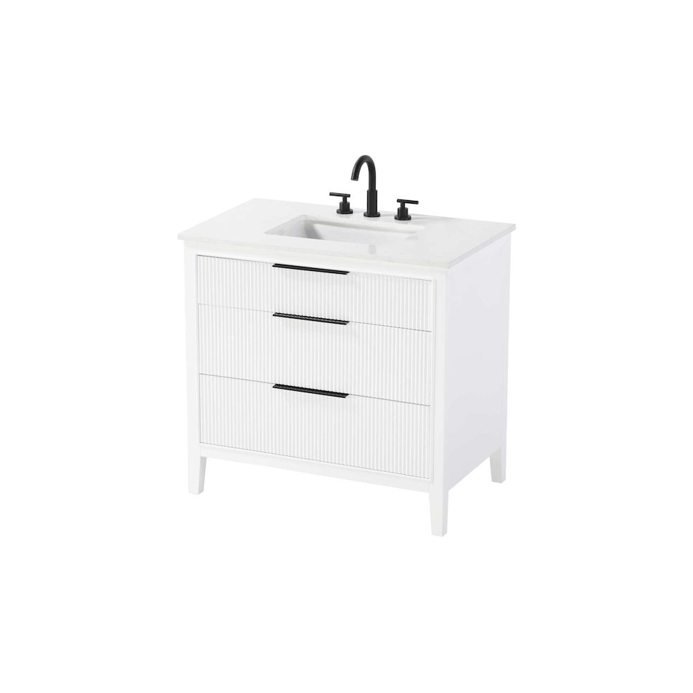 36 inch Single Bathroom Vanity in White. Picture 2