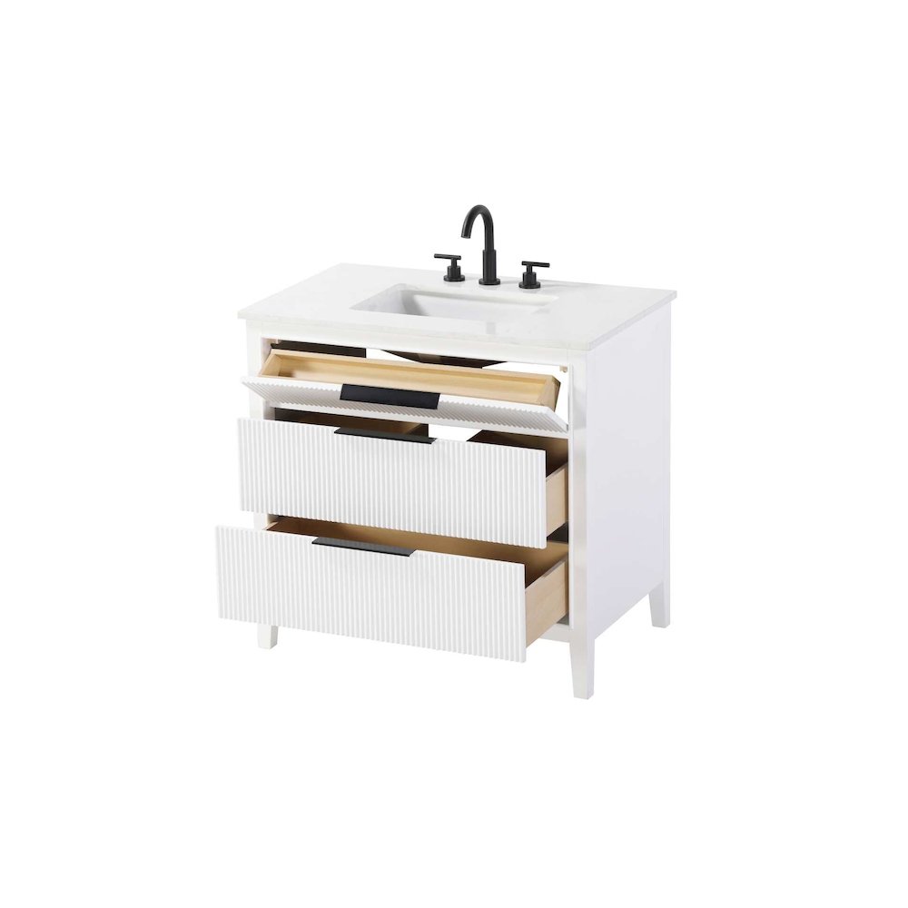 36 inch Single Bathroom Vanity in White. Picture 3