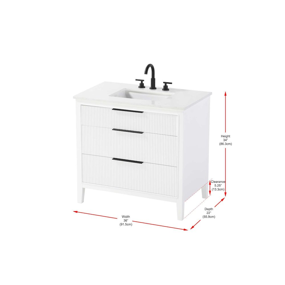 36 inch Single Bathroom Vanity in White. Picture 10