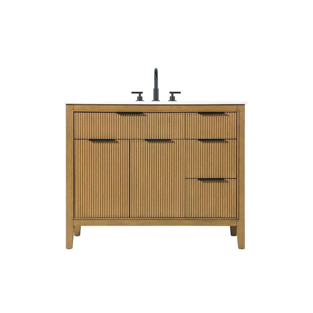 42 inch Single Bathroom Vanity in Honey Teak. Picture 1