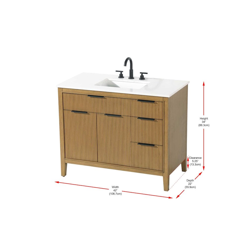 42 inch Single Bathroom Vanity in Honey Teak. Picture 3