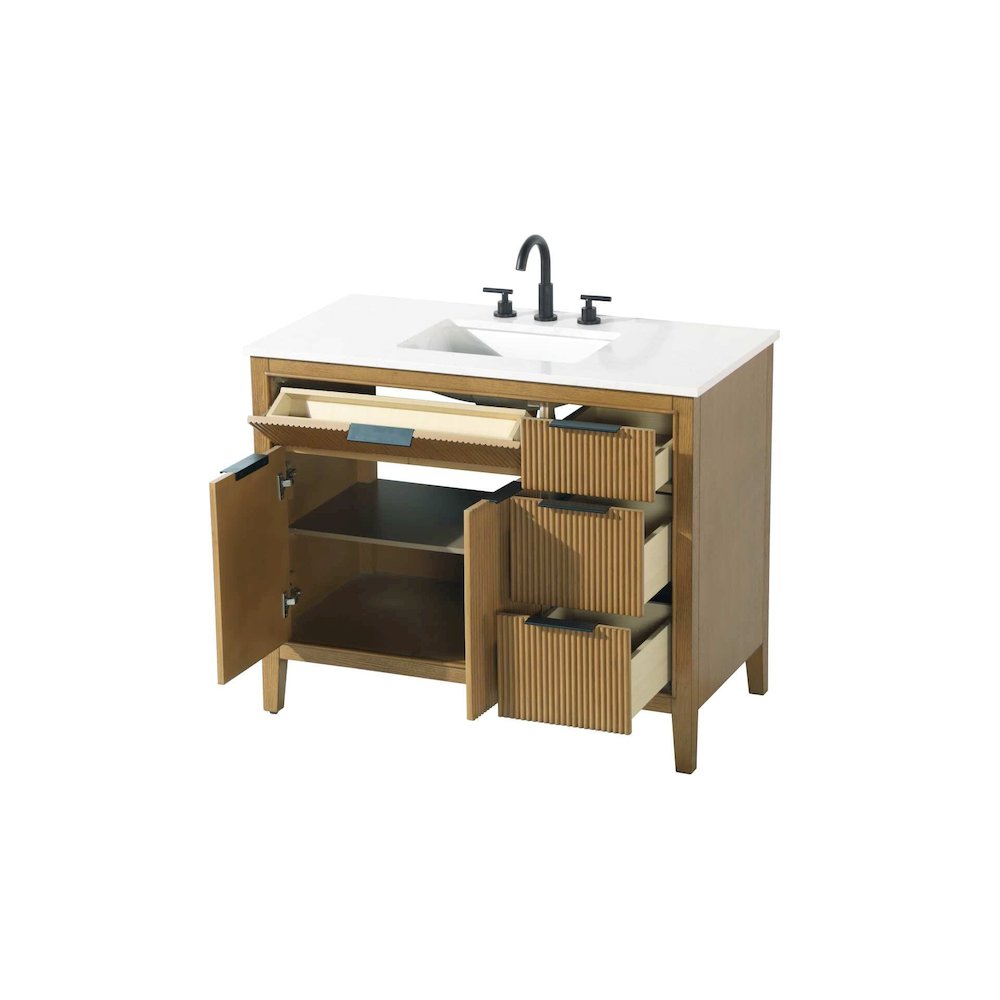 42 inch Single Bathroom Vanity in Honey Teak. Picture 4