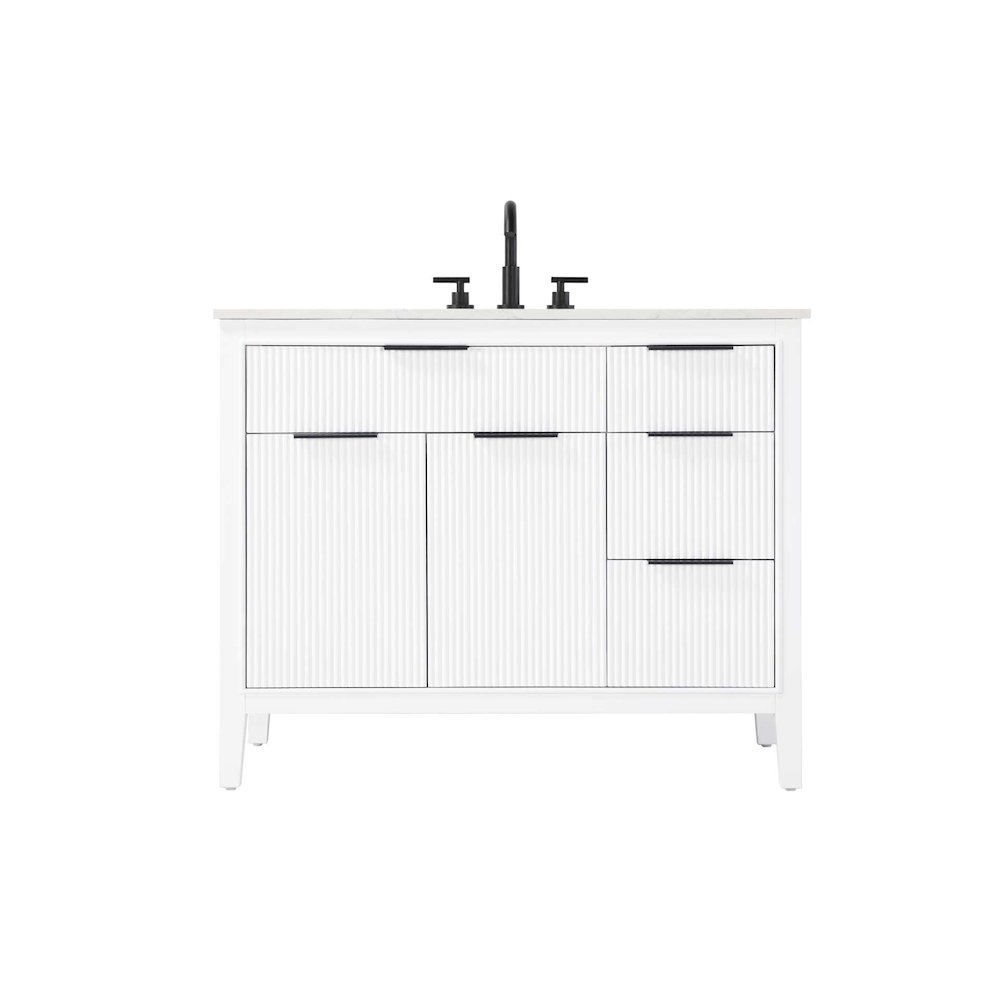 42 inch Single Bathroom Vanity in White. Picture 1