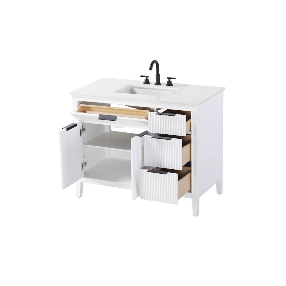 42 inch Single Bathroom Vanity in White. Picture 3