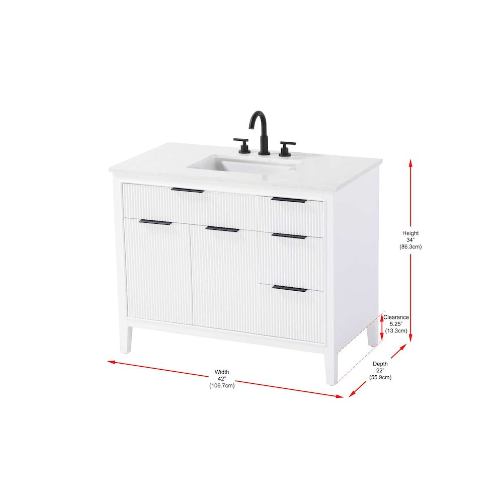 42 inch Single Bathroom Vanity in White. Picture 10