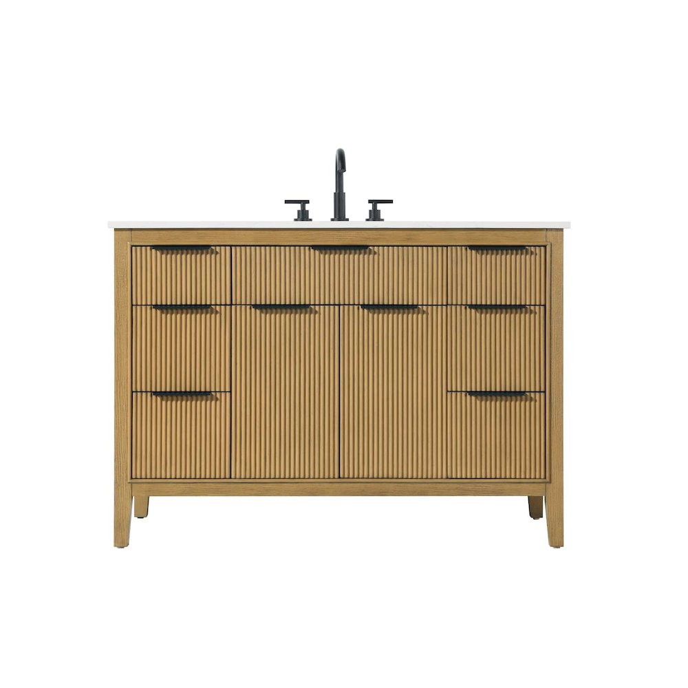 48 inch Single Bathroom Vanity in Honey Teak. Picture 1