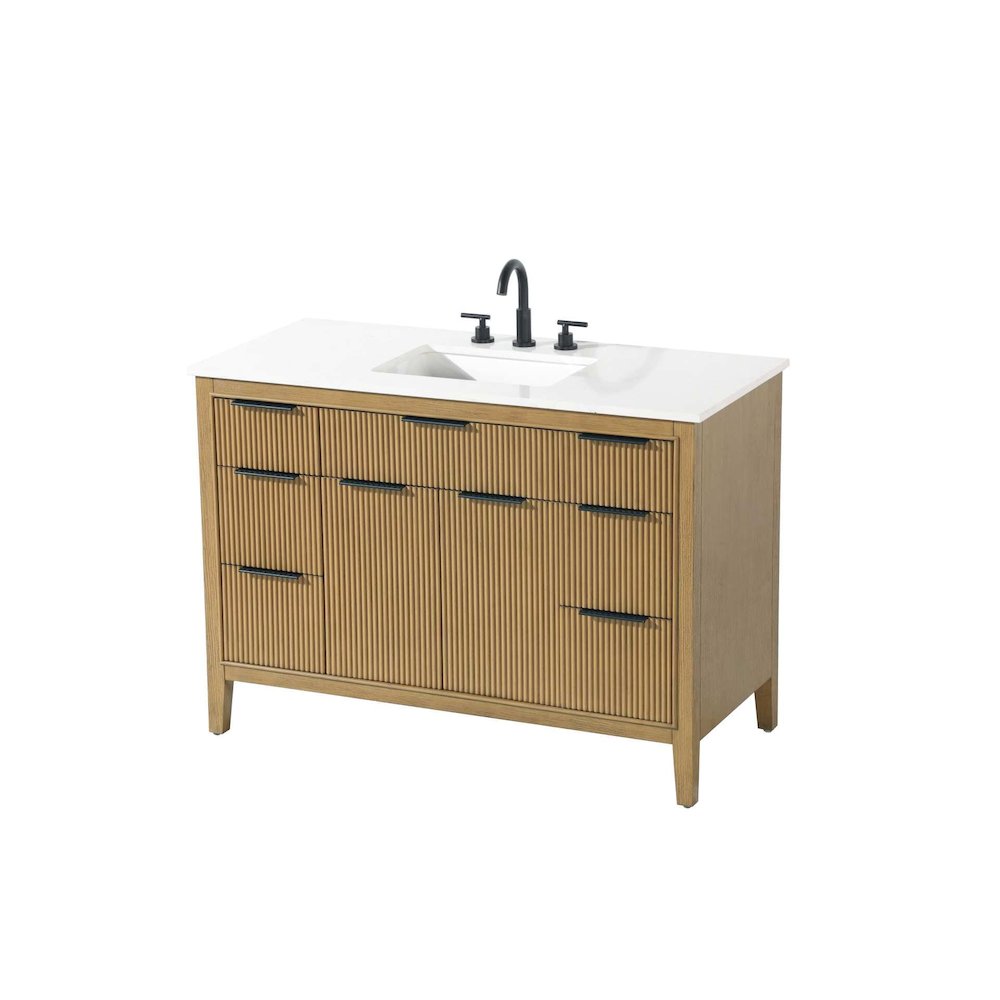 48 inch Single Bathroom Vanity in Honey Teak. Picture 2