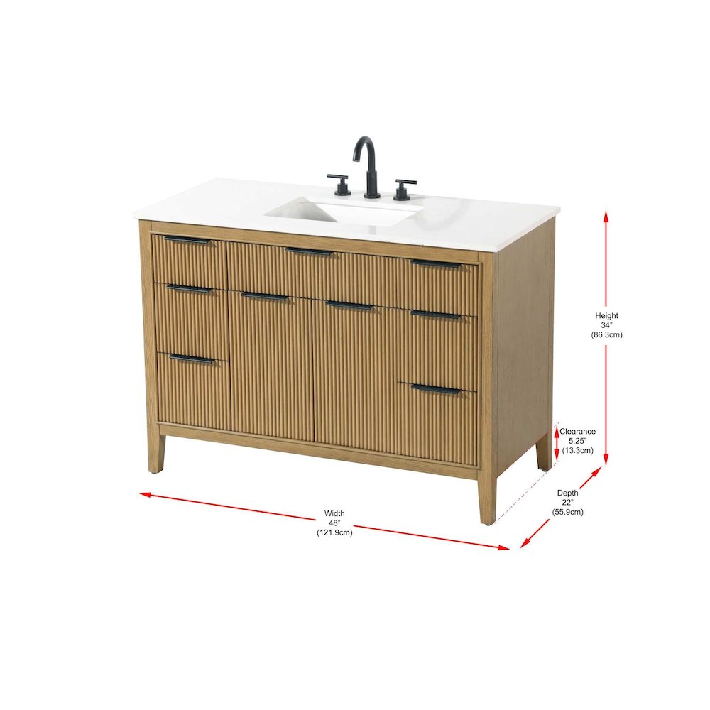 48 inch Single Bathroom Vanity in Honey Teak. Picture 3