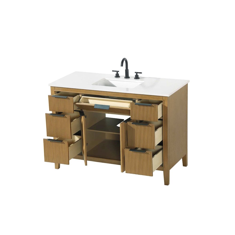 48 inch Single Bathroom Vanity in Honey Teak. Picture 4