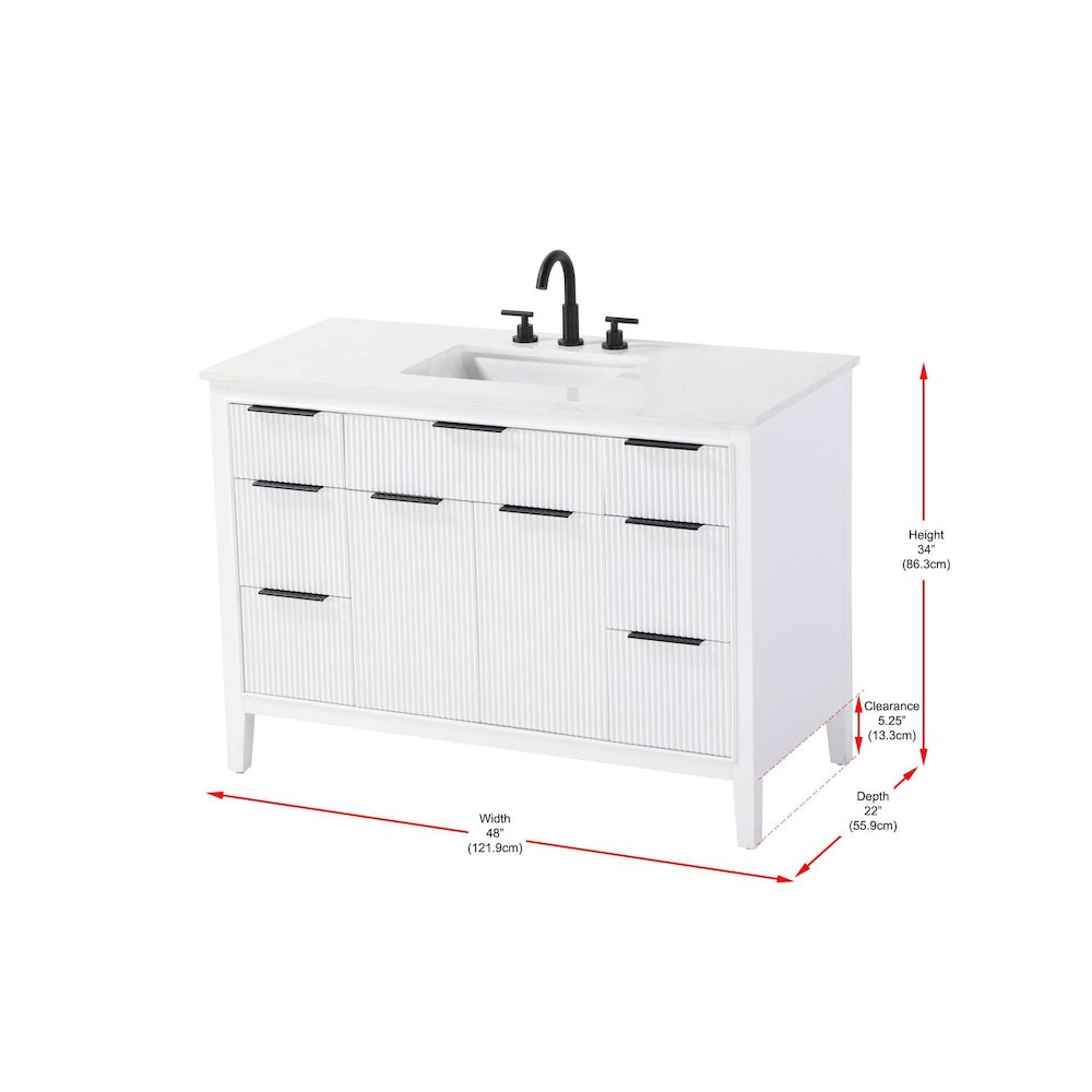 48 inch Single Bathroom Vanity in White. Picture 10