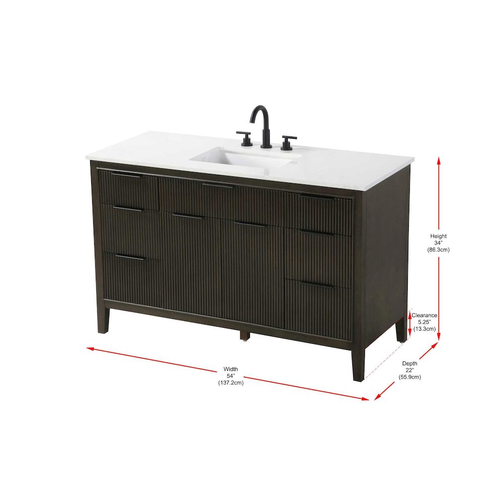 54 inch Single Bathroom Vanity in Chocolate Oak. Picture 10