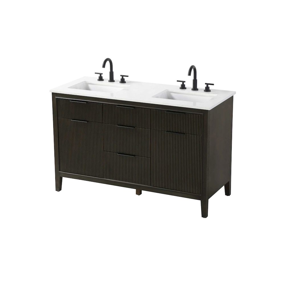 54 inch Double Bathroom Vanity in Chocolate Oak. Picture 2