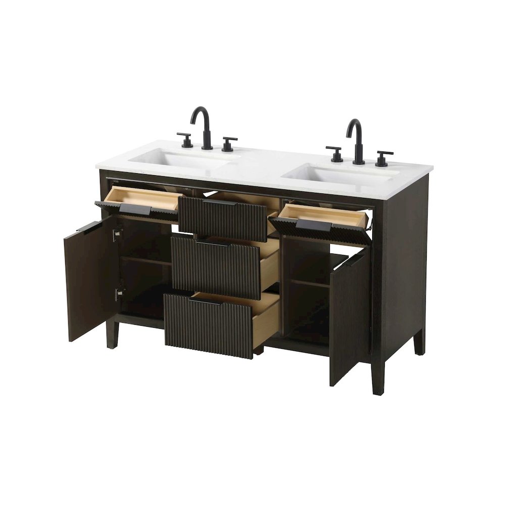 54 inch Double Bathroom Vanity in Chocolate Oak. Picture 3