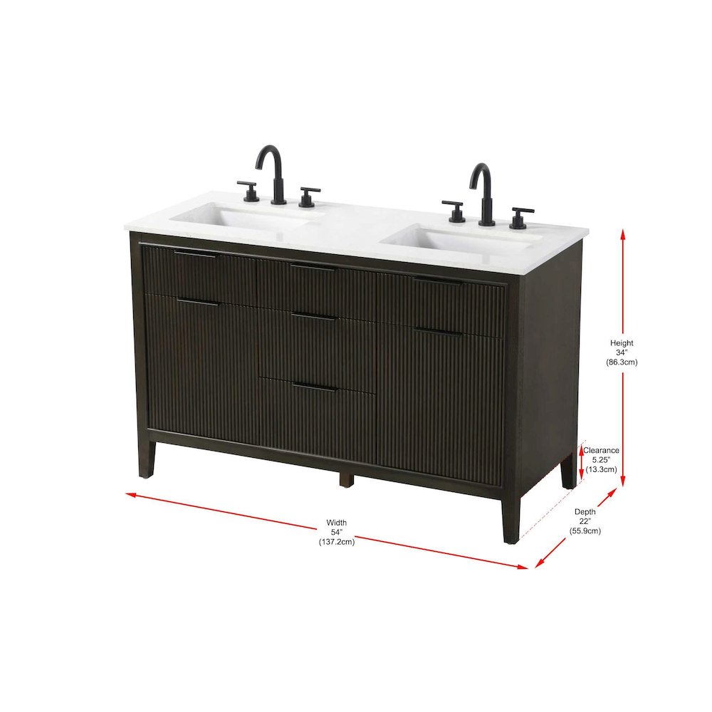 54 inch Double Bathroom Vanity in Chocolate Oak. Picture 10
