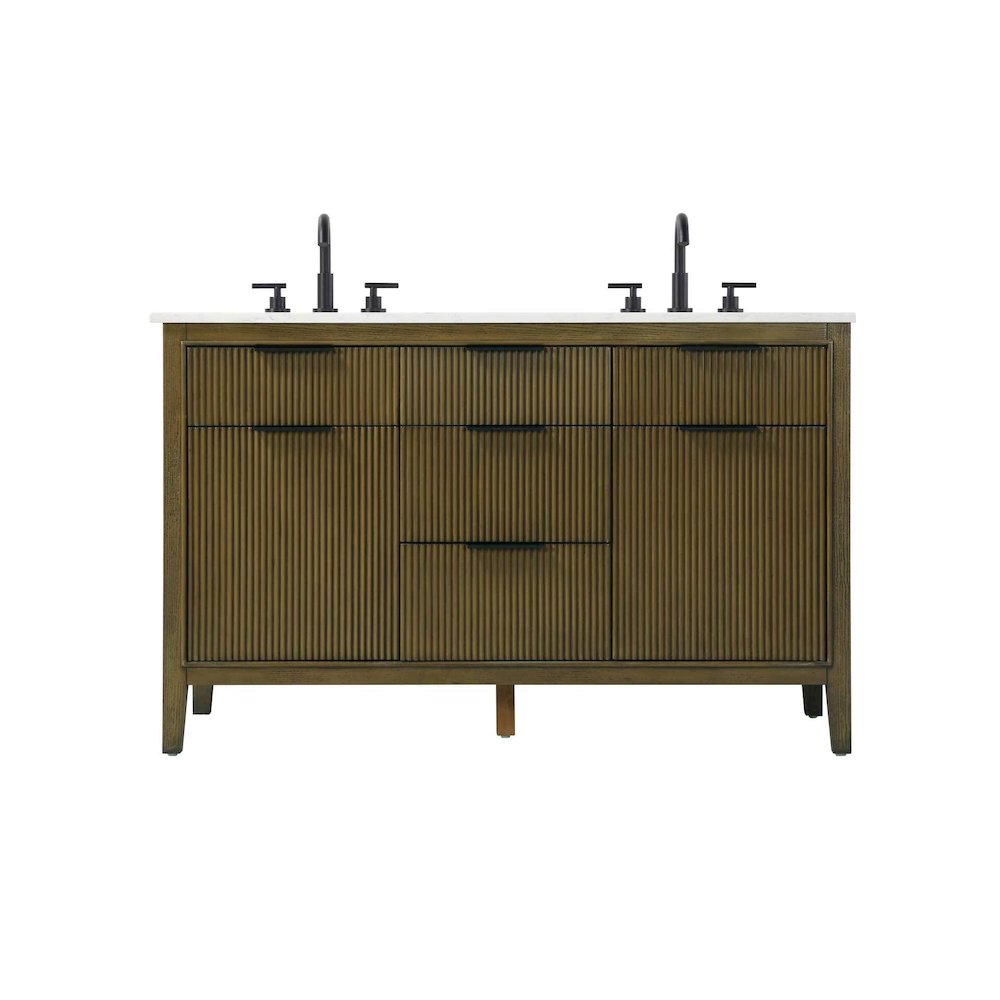 54 inch Double Bathroom Vanity in Hazel Oak. Picture 1