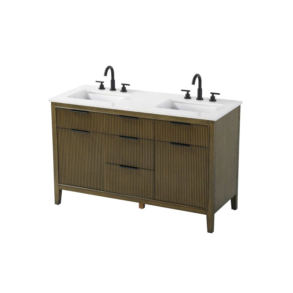 54 inch Double Bathroom Vanity in Hazel Oak. Picture 2