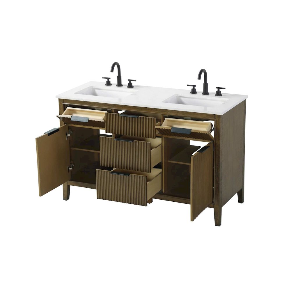 54 inch Double Bathroom Vanity in Hazel Oak. Picture 3