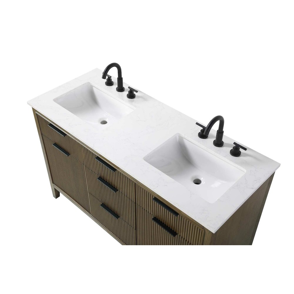 54 inch Double Bathroom Vanity in Hazel Oak. Picture 4