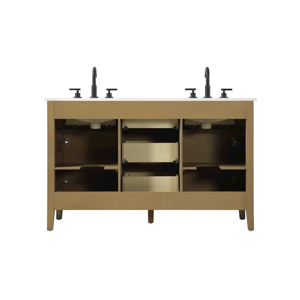 54 inch Double Bathroom Vanity in Hazel Oak. Picture 8