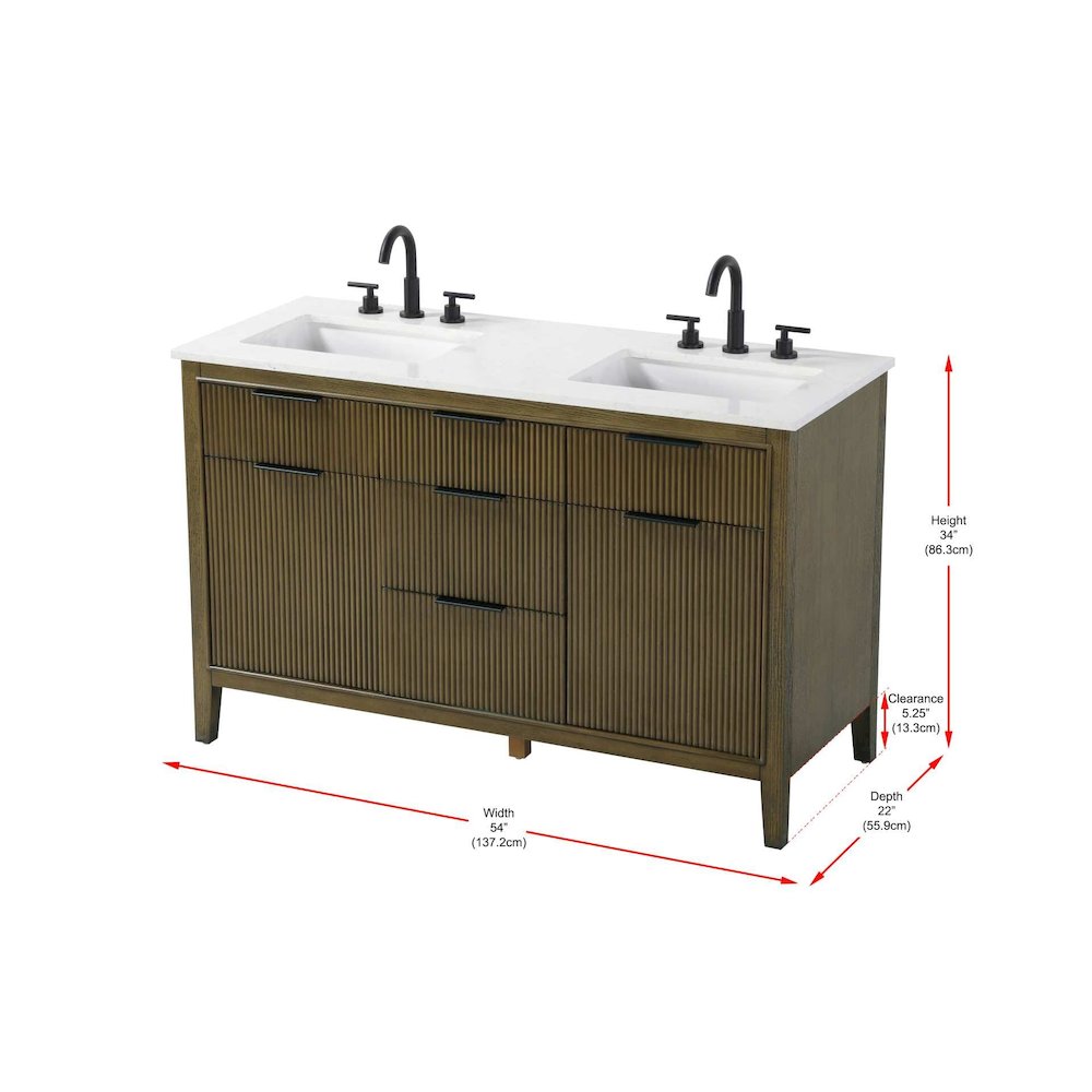 54 inch Double Bathroom Vanity in Hazel Oak. Picture 10