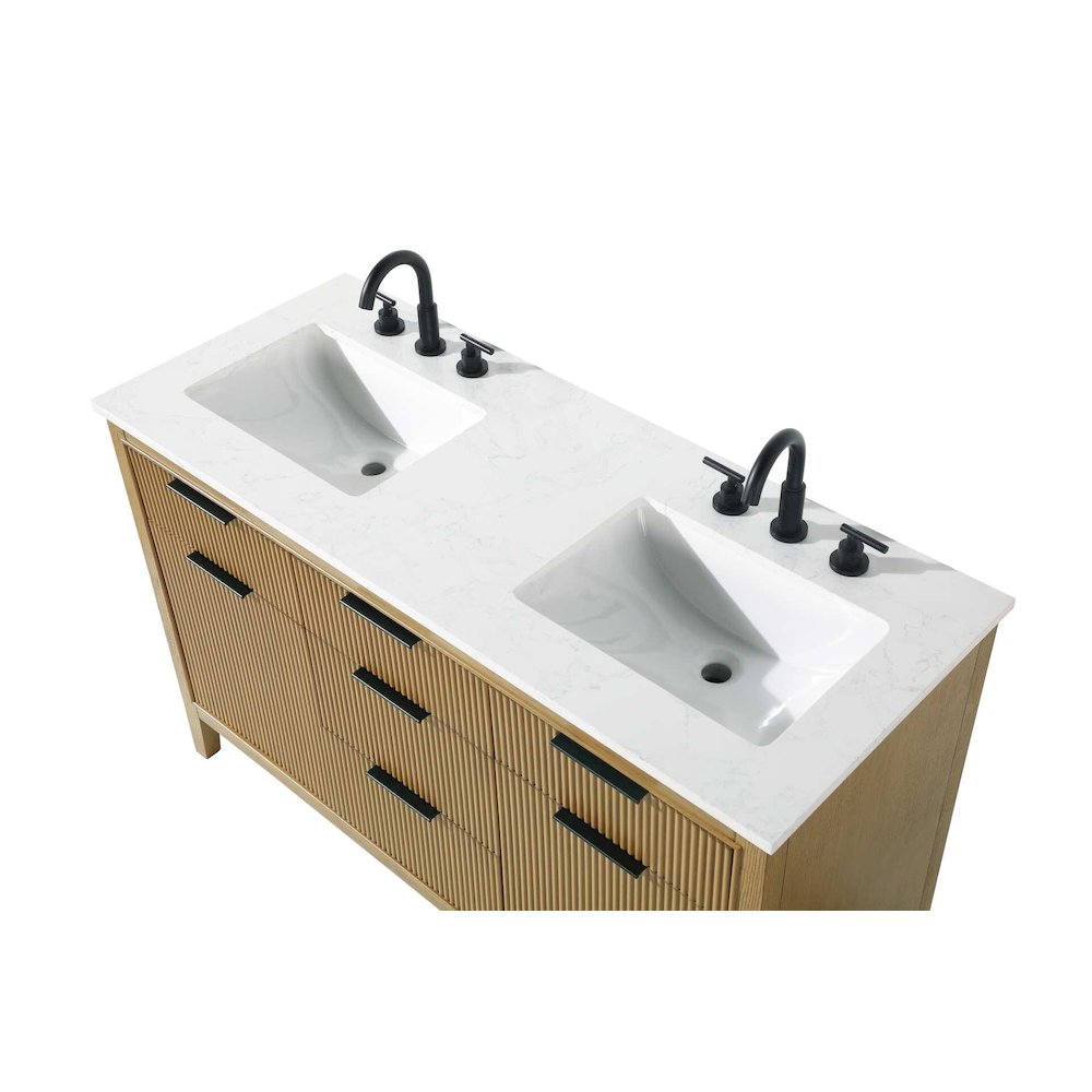 54 inch Double Bathroom Vanity in Honey Teak. Picture 6