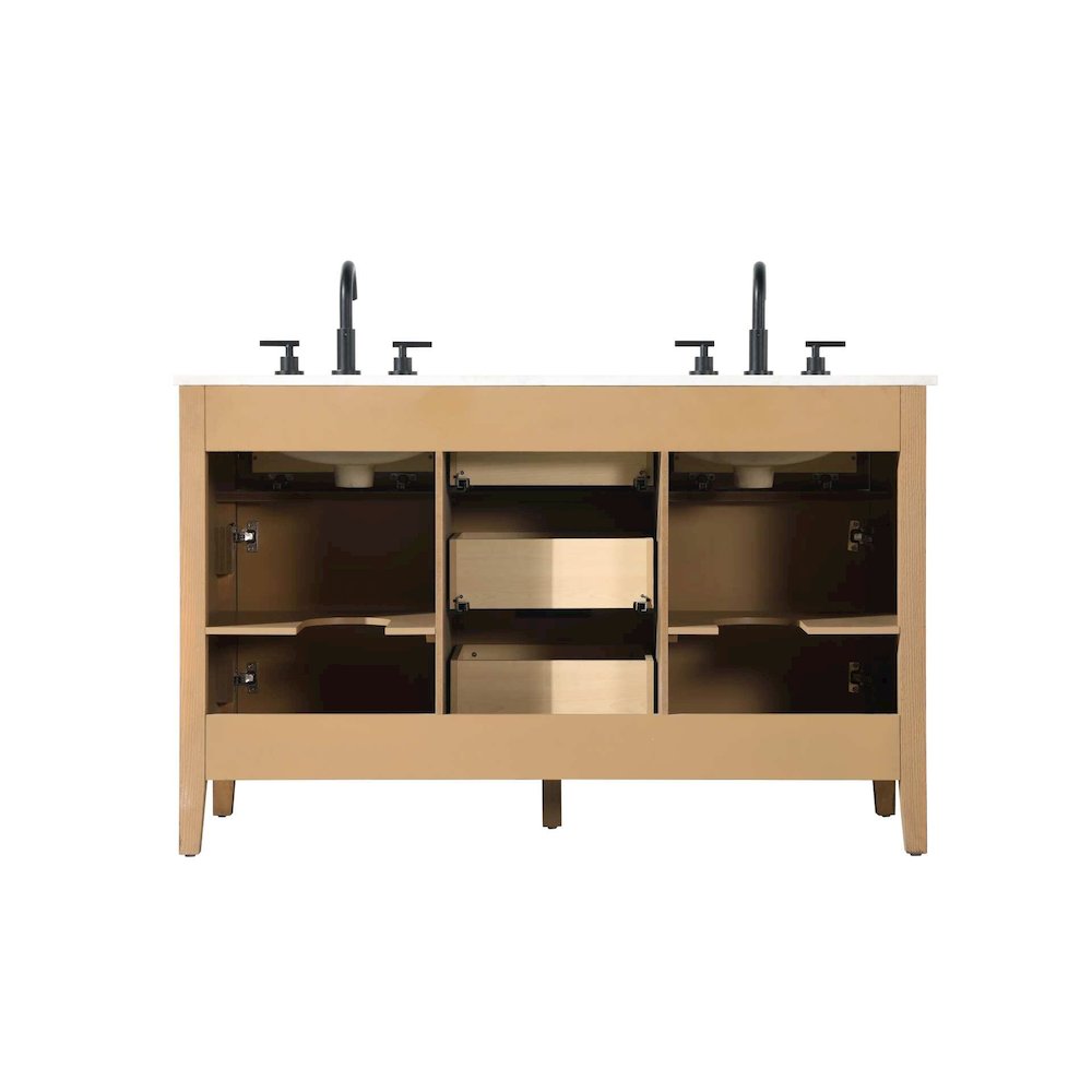 54 inch Double Bathroom Vanity in Honey Teak. Picture 10