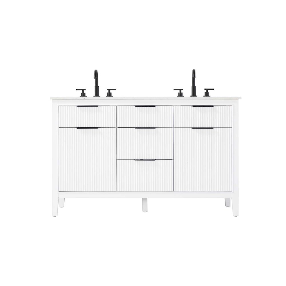 54 inch Double Bathroom Vanity in White. Picture 1