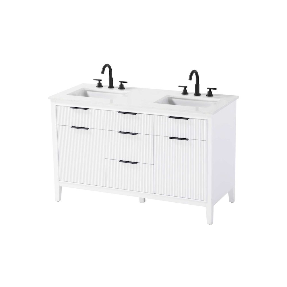 54 inch Double Bathroom Vanity in White. Picture 2