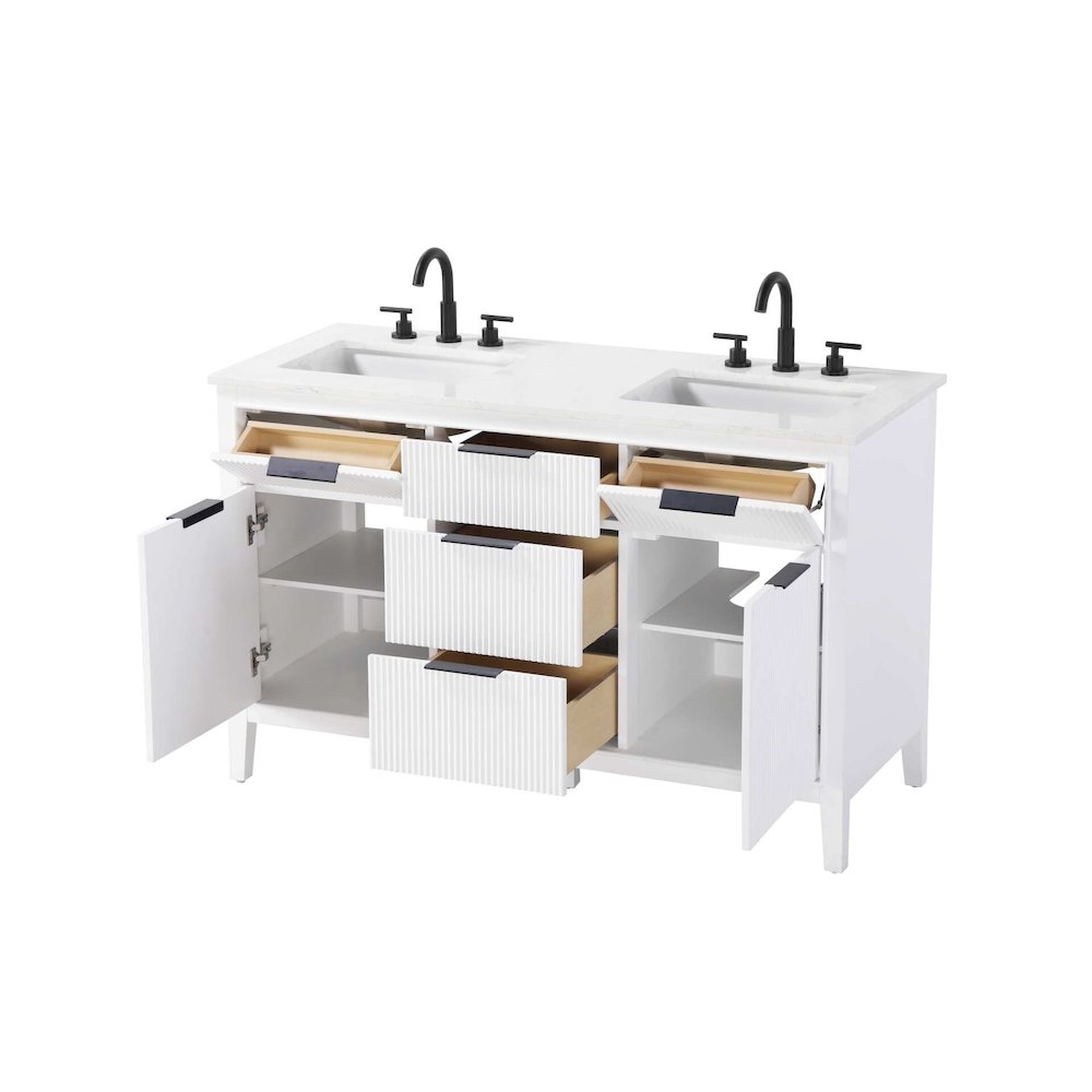 54 inch Double Bathroom Vanity in White. Picture 3