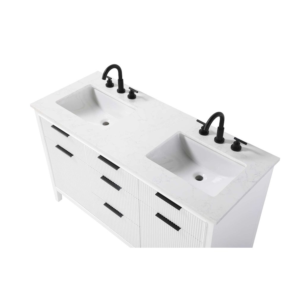 54 inch Double Bathroom Vanity in White. Picture 4
