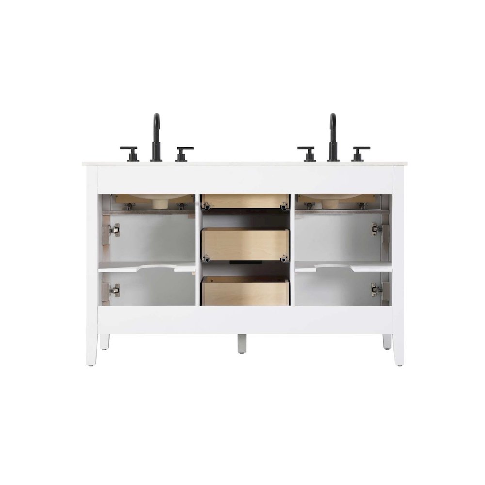 54 inch Double Bathroom Vanity in White. Picture 8