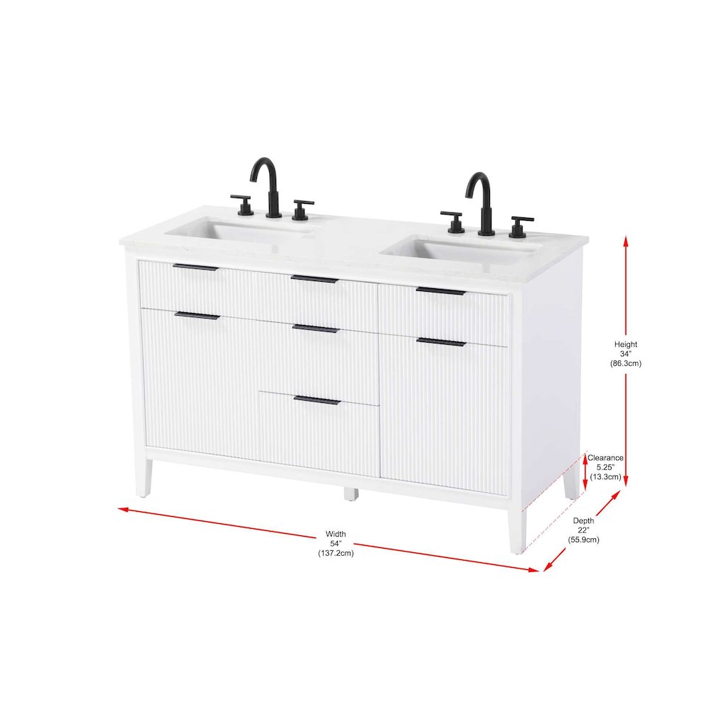 54 inch Double Bathroom Vanity in White. Picture 10